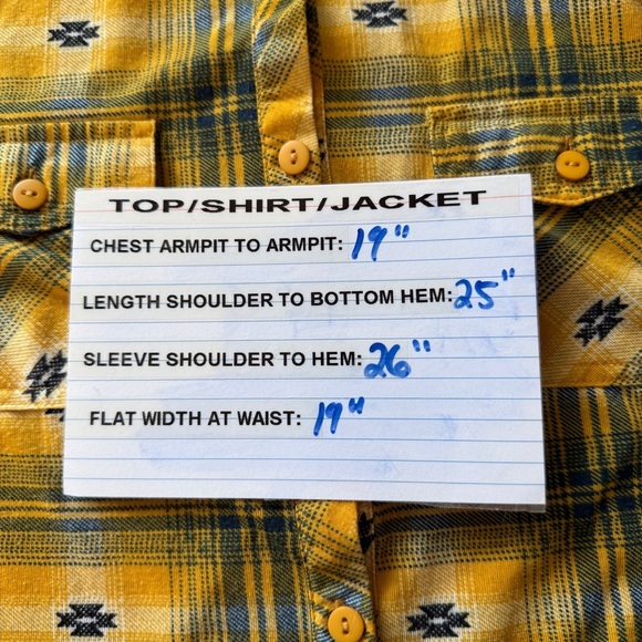 Passport Button Up Shirt Yellow‎ Blue Plaid Women’s Size XL Grunge Skater Boho - Picture 7 of 8